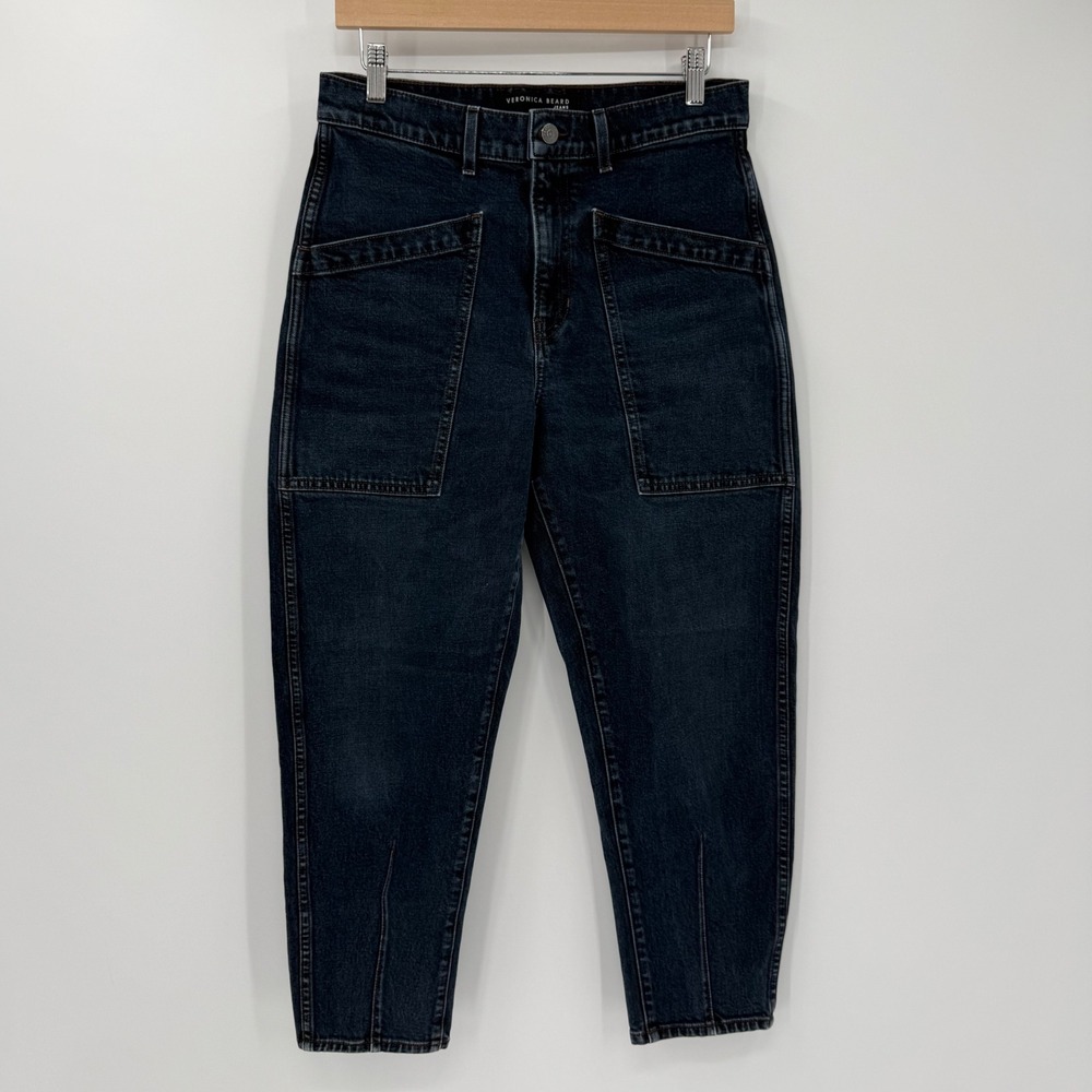 Veronica Beard Charlie Barrel Leg Jeans Dark Ink High Rise Size 29